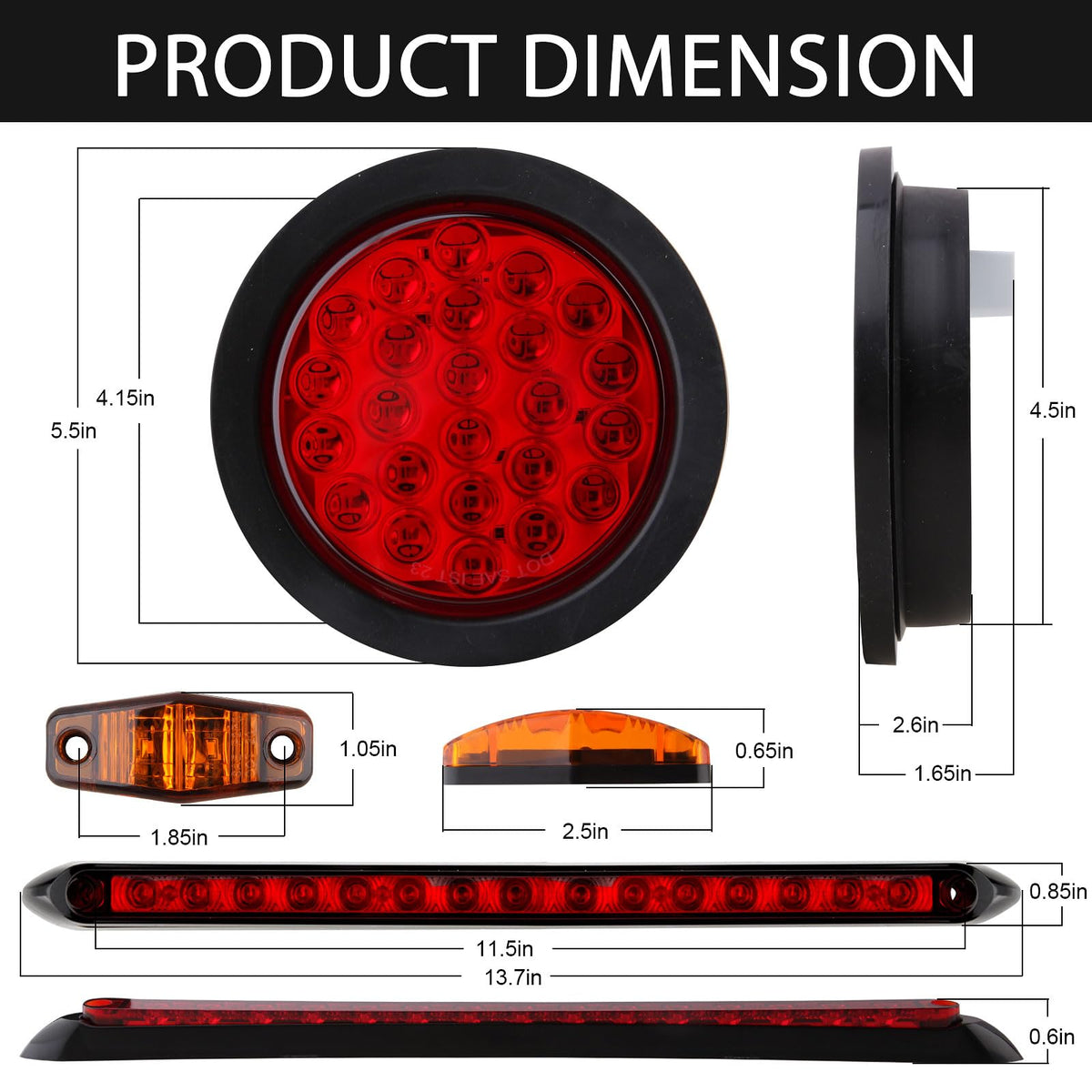 Jamarco close-up of 4-inch round LED lens highlighting 24 LEDs for brighter signaling
