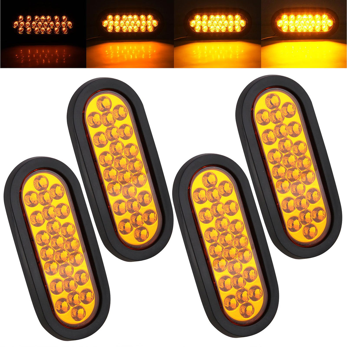 Jamarco front view amber oval strobe light showing bright visibility