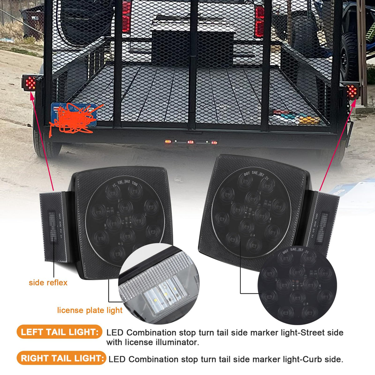 Jamarco left lamp license plate light illuminating plate for legal compliance