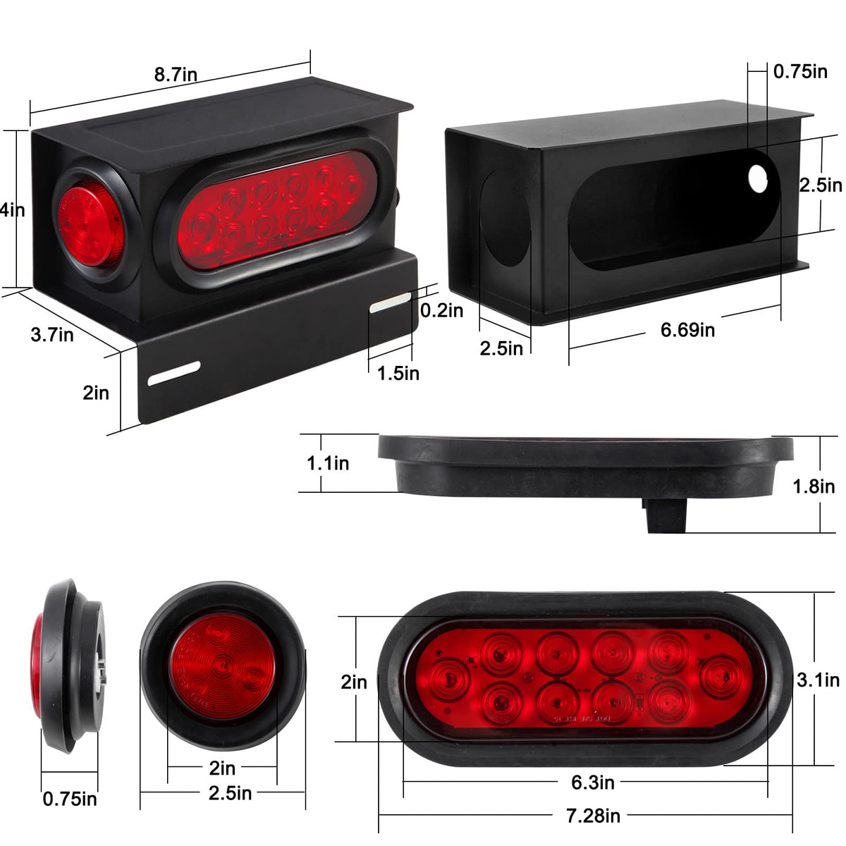 Jamarco side view of 2-inch round marker light with sealed grommet for water protection