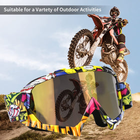 JAMIEWIN rider wearing goggles on motocross bike demonstrating wind protection