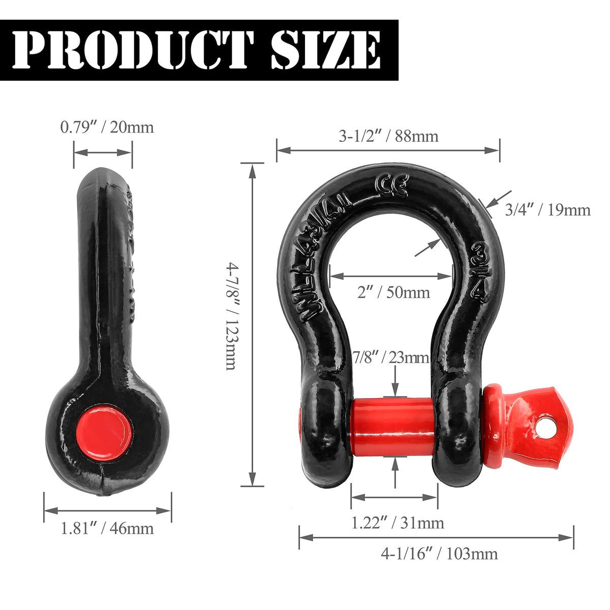 Jamiikury shackles connected to a receiver hitch demonstrating practical compatibility