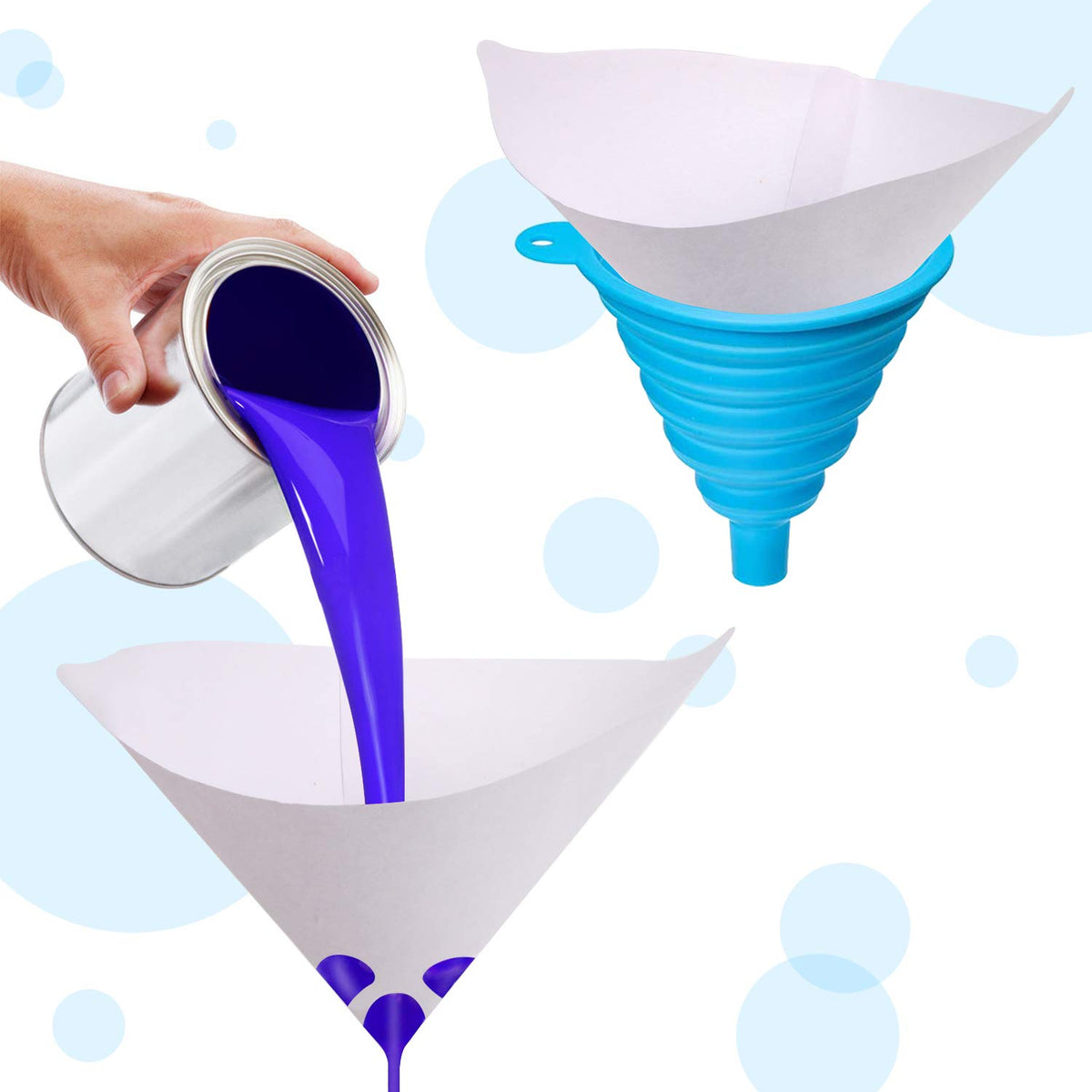 JANYUN strainers beside ruler showing dimensions and fit benefits