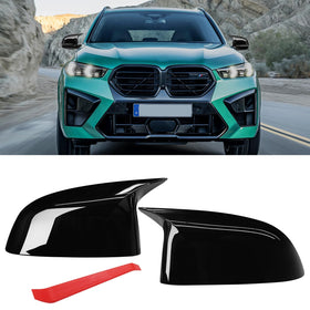 Jaronx front view of mirror covers showing glossy finish and clean edges for a sporty upgrade