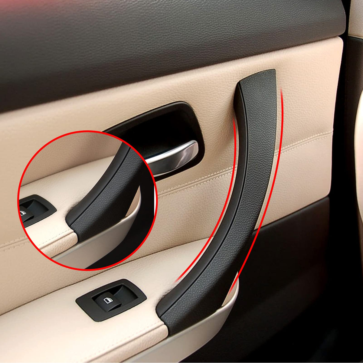 Jaronx handle installed on right front door demonstrating clean OEM appearance benefit