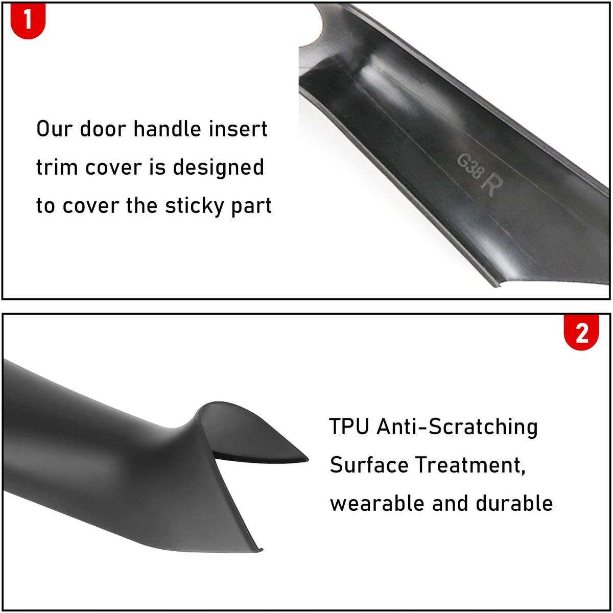 Jaronx covers beside car door showing no tools required for quick 3-minute install