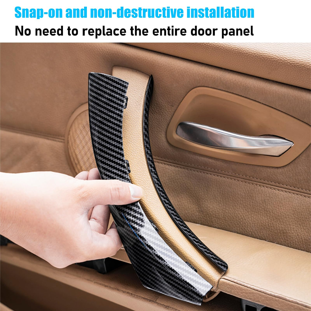 Jaronx installed on right front BMW E90 inner handle, seamless OEM look benefit
