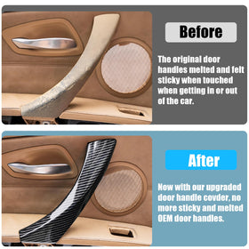 Jaronx installed on left rear BMW E91 inner handle, protects sticky original area benefit