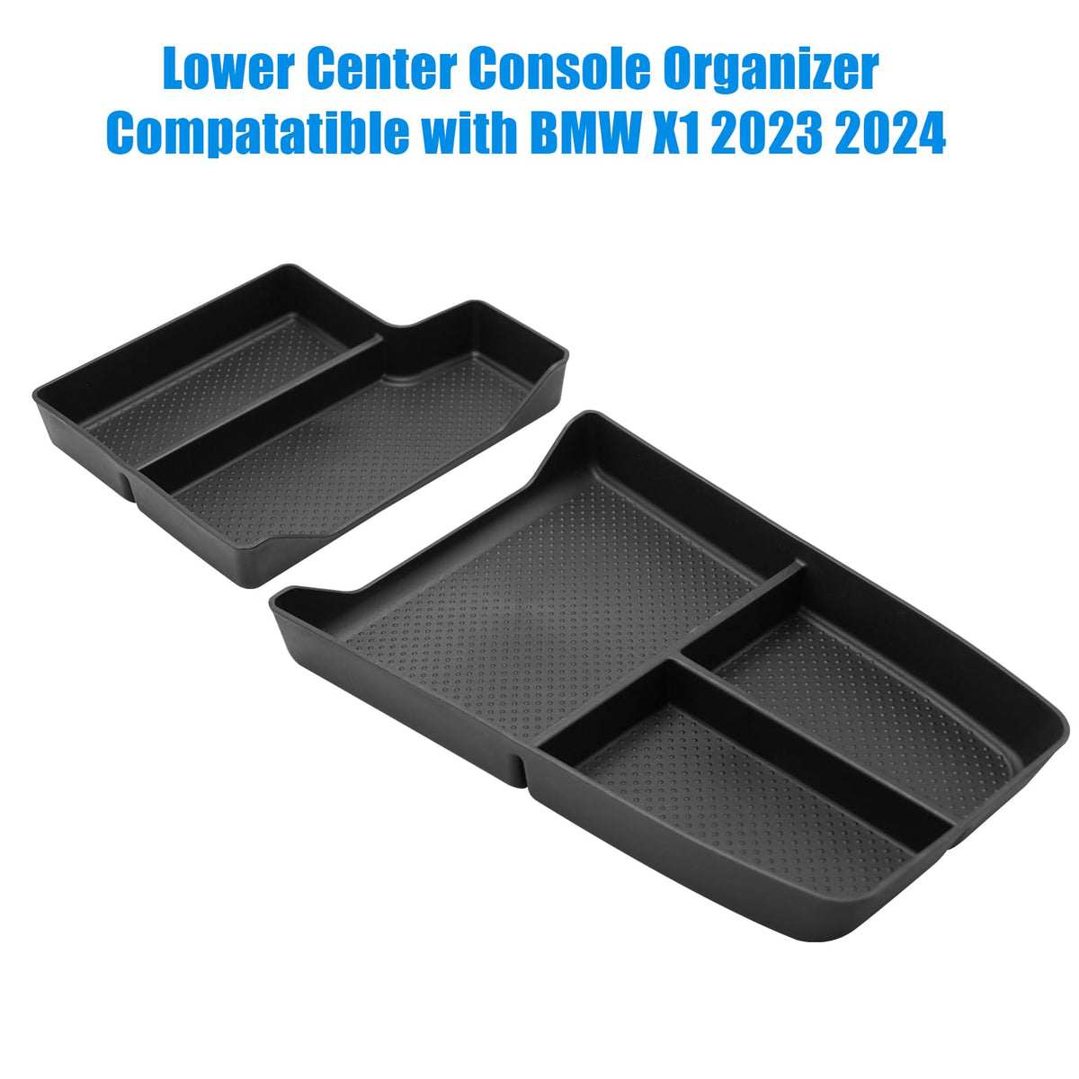 Jaronx tray installed in BMW X1 U11 lower console demonstrating exact fit
