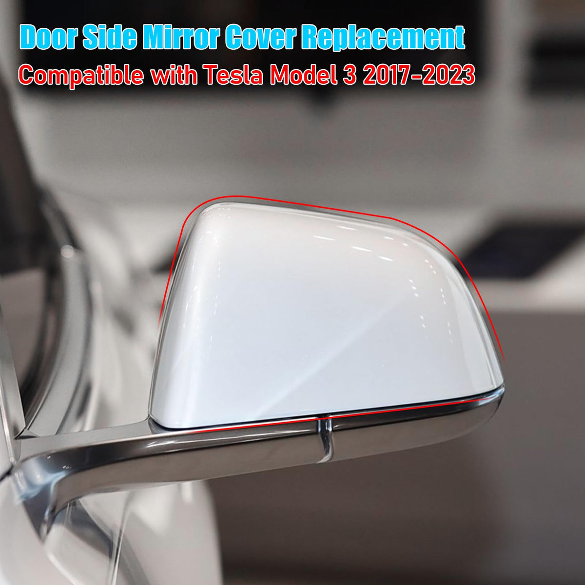 Jaronx left mirror cap installed on Tesla Model 3 demonstrating restored appearance