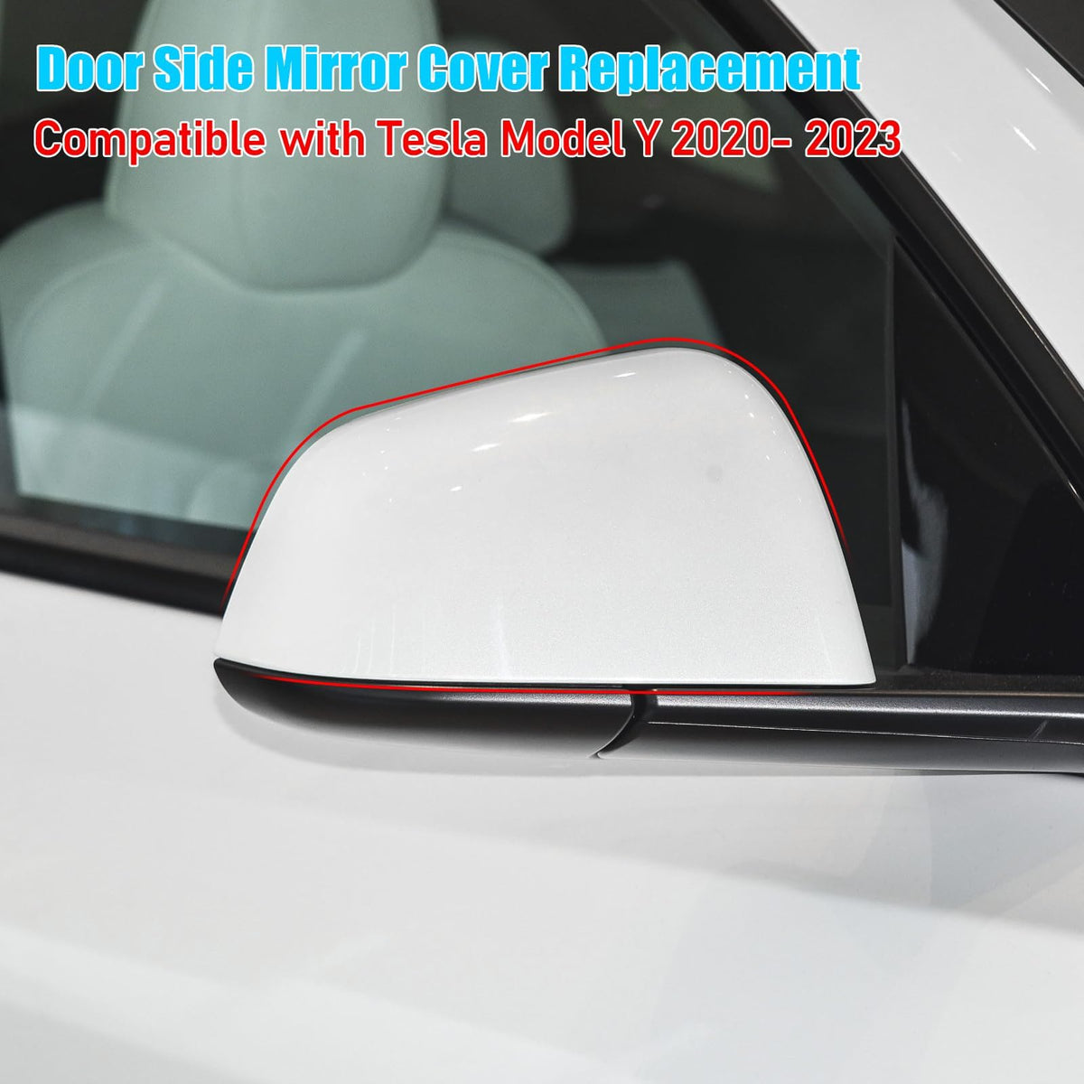 Jaronx passenger mirror installed on Model Y side profile showing seamless match