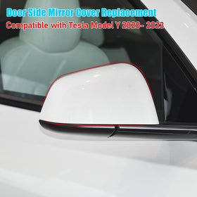 Jaronx passenger mirror installed on Model Y side profile showing seamless match