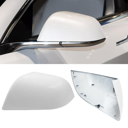 Jaronx left mirror cover front view showing clean pearl white finish and precise fit