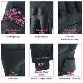 JAUNTY reinforced palm detail improving grip and reducing handlebar slip