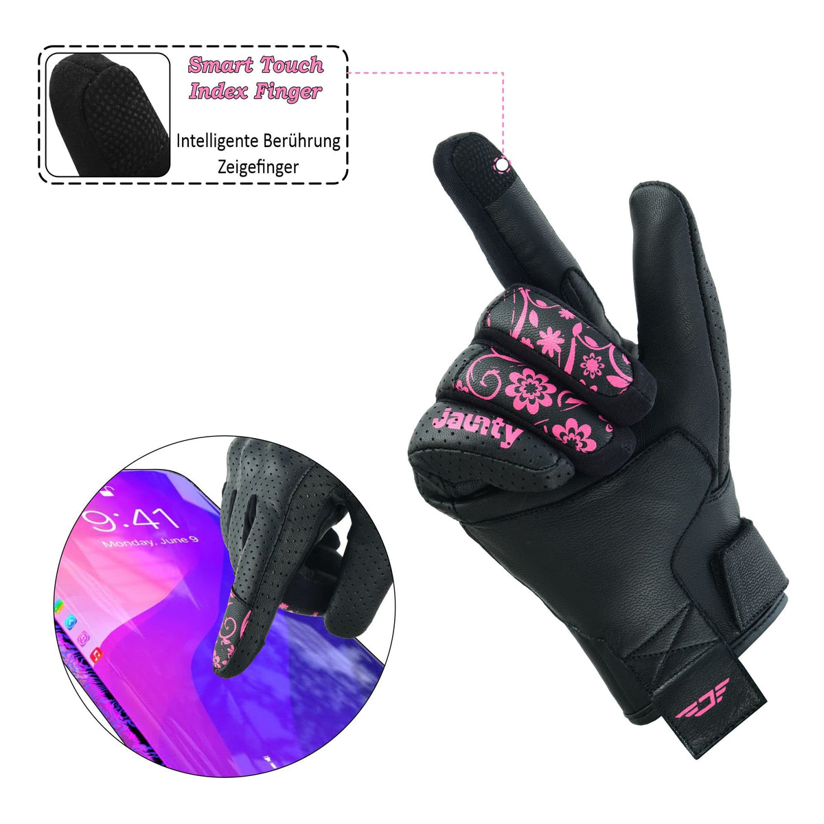 JAUNTY touchscreen fingertip in use enabling device control on the go