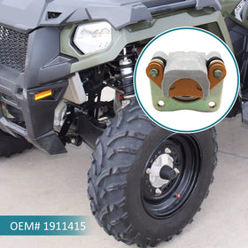 JAVIK caliper being installed on ATV illustrating straightforward repair benefit