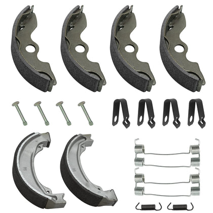 JAVIK front brake shoes kit in package showing contents and fitment benefit