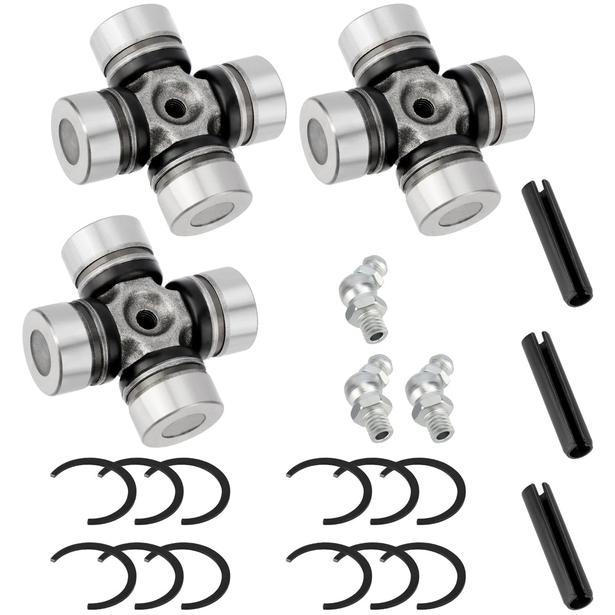 JAVIK kit packaging showing three U-joints and hardware, assures correct fitment