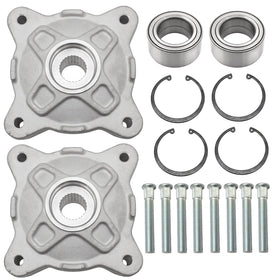 JAVIK front wheel hubs kit packaging showing complete set and fitment benefit