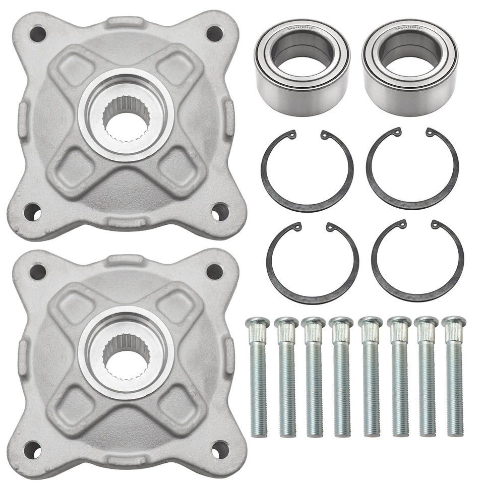 JAVIK front wheel hubs kit packaging showing complete set and fitment benefit