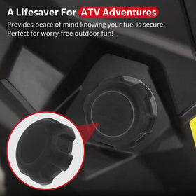 JAVIK gas cap size comparison in hand illustrating compact, easy-to-handle replacement