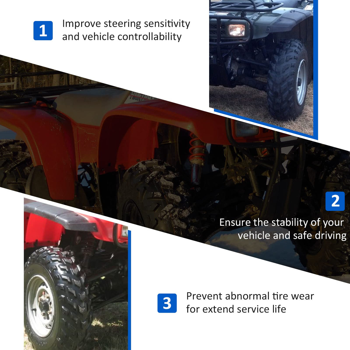 JAVIK tie rod installed on TRX300 demonstrating restored steering control and alignment