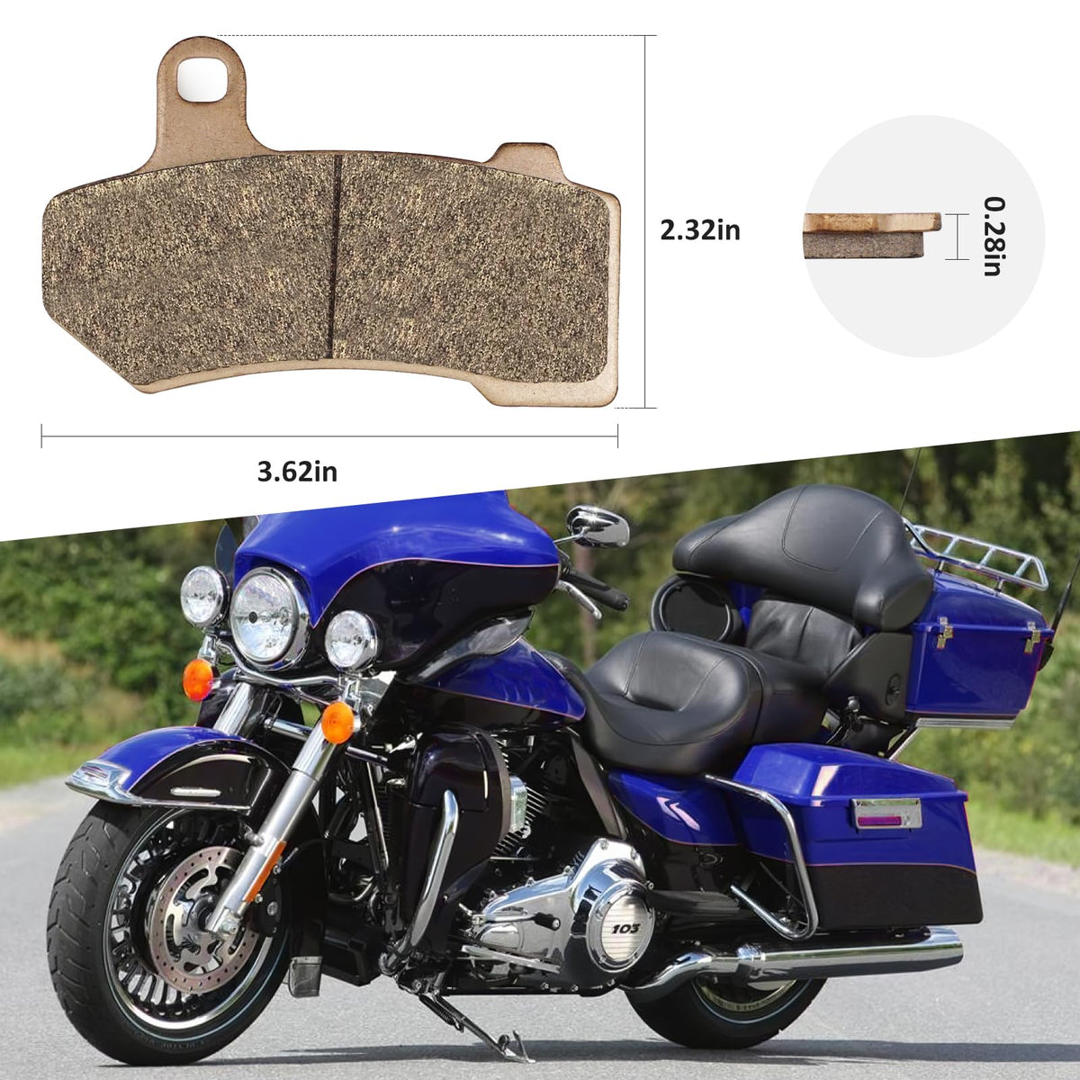 JAVIK pads installed on a Harley front caliper for direct-fit assurance