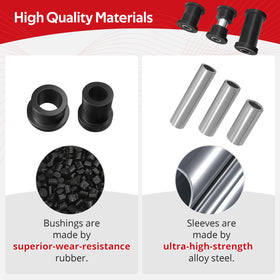 JAVIK leaf spring bushing and sleeve detail showing strong alloy sleeve strength