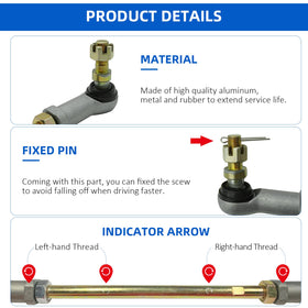 JAVIK left and right tie rod pair laid out to confirm included parts and balanced replacement