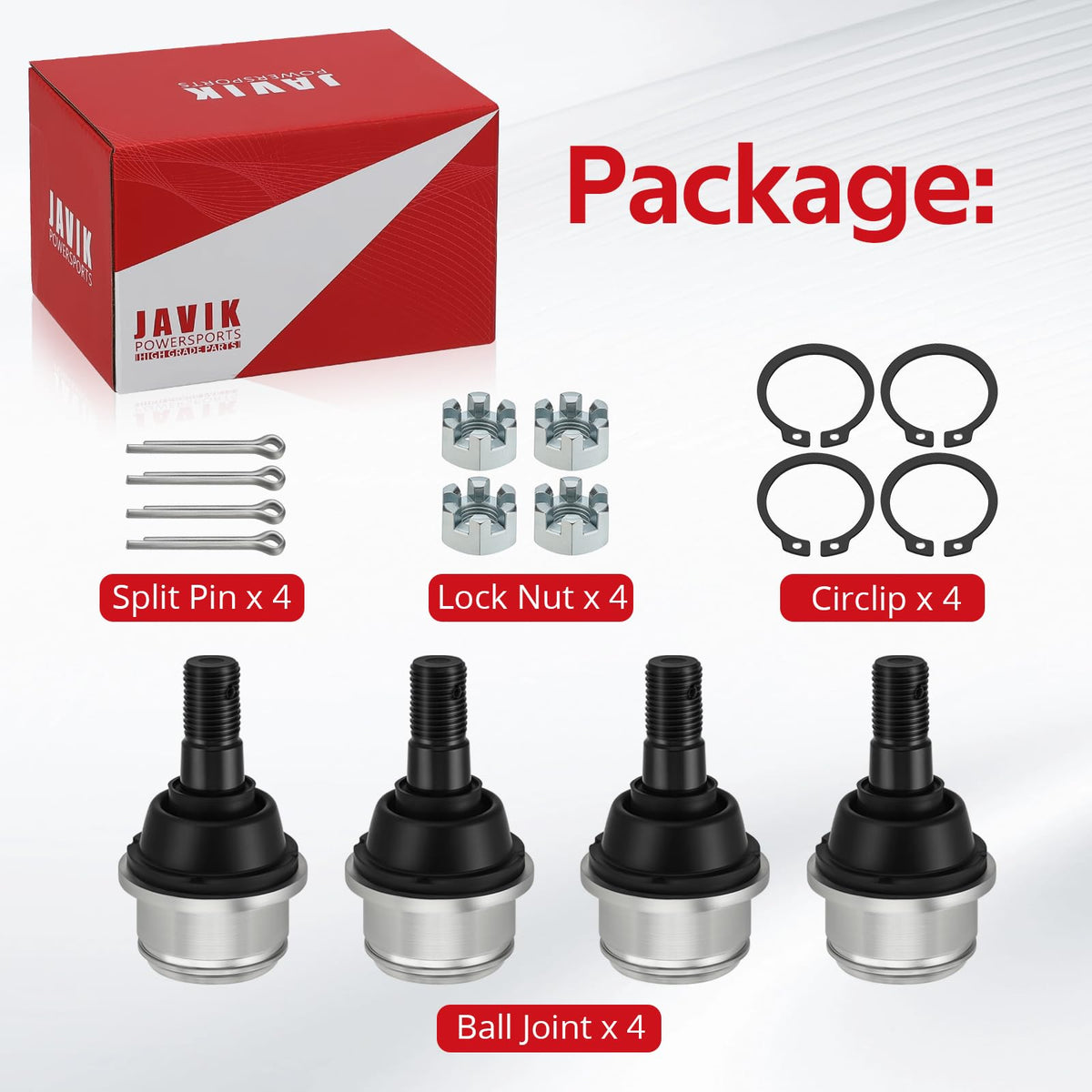 JAVIK ball joint kit on workshop bench showing ease of DIY replacement