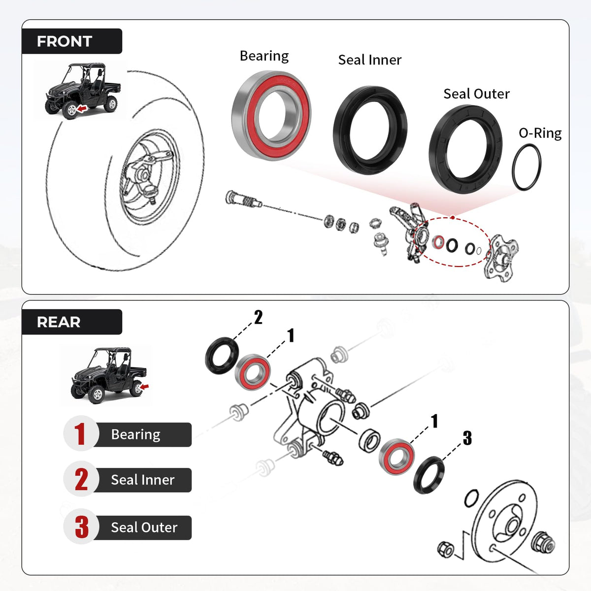 JAVIK rear bearing detail highlighting precise machining for smoother wheel rotation