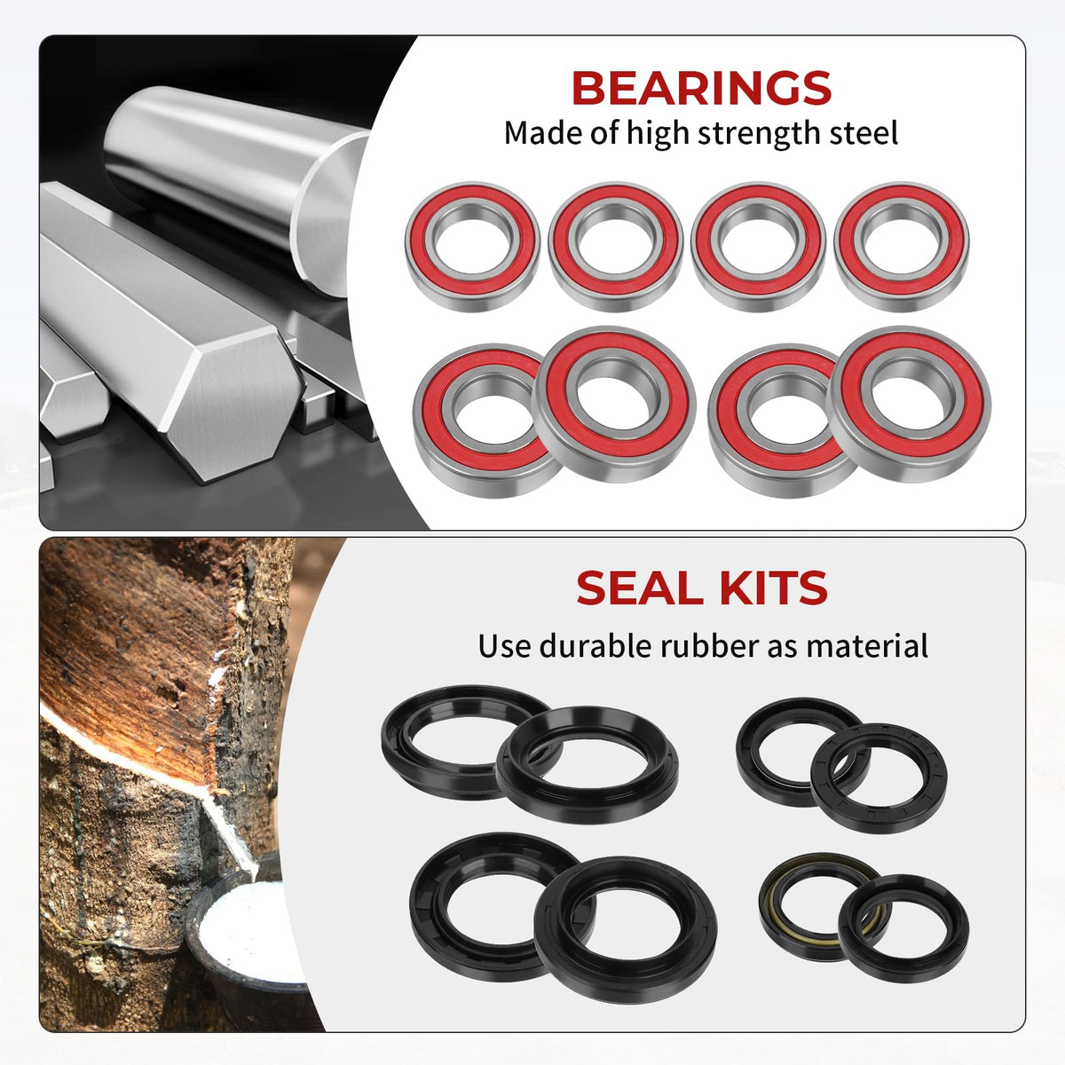 JAVIK seals and O-rings neatly arranged, highlighting reliable contamination protection