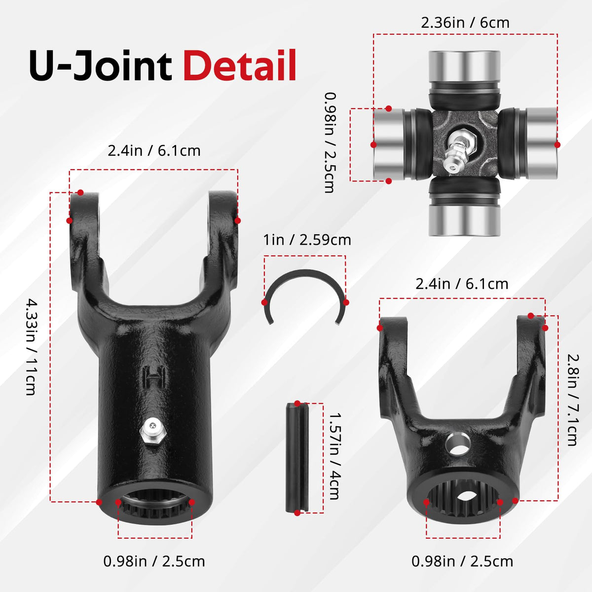 JAVIK yoke beside ruler scale comparison illustrating accurate dimensions and fit reliability