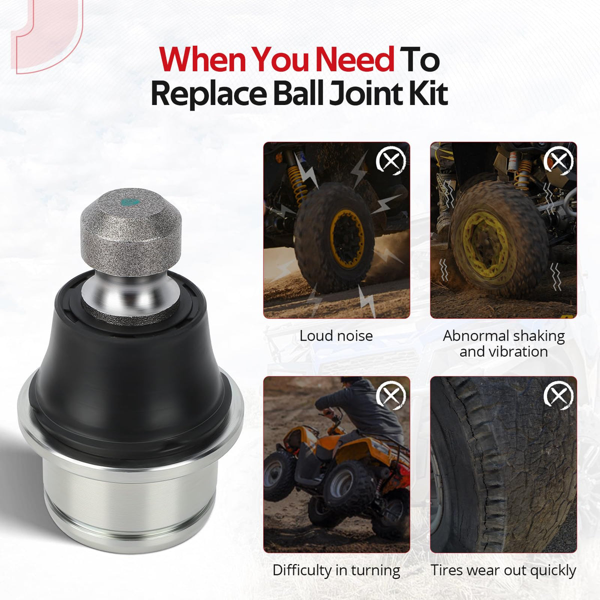 JAVIK ball joint next to ruler for scale showing correct sizing and fitment confidence benefit