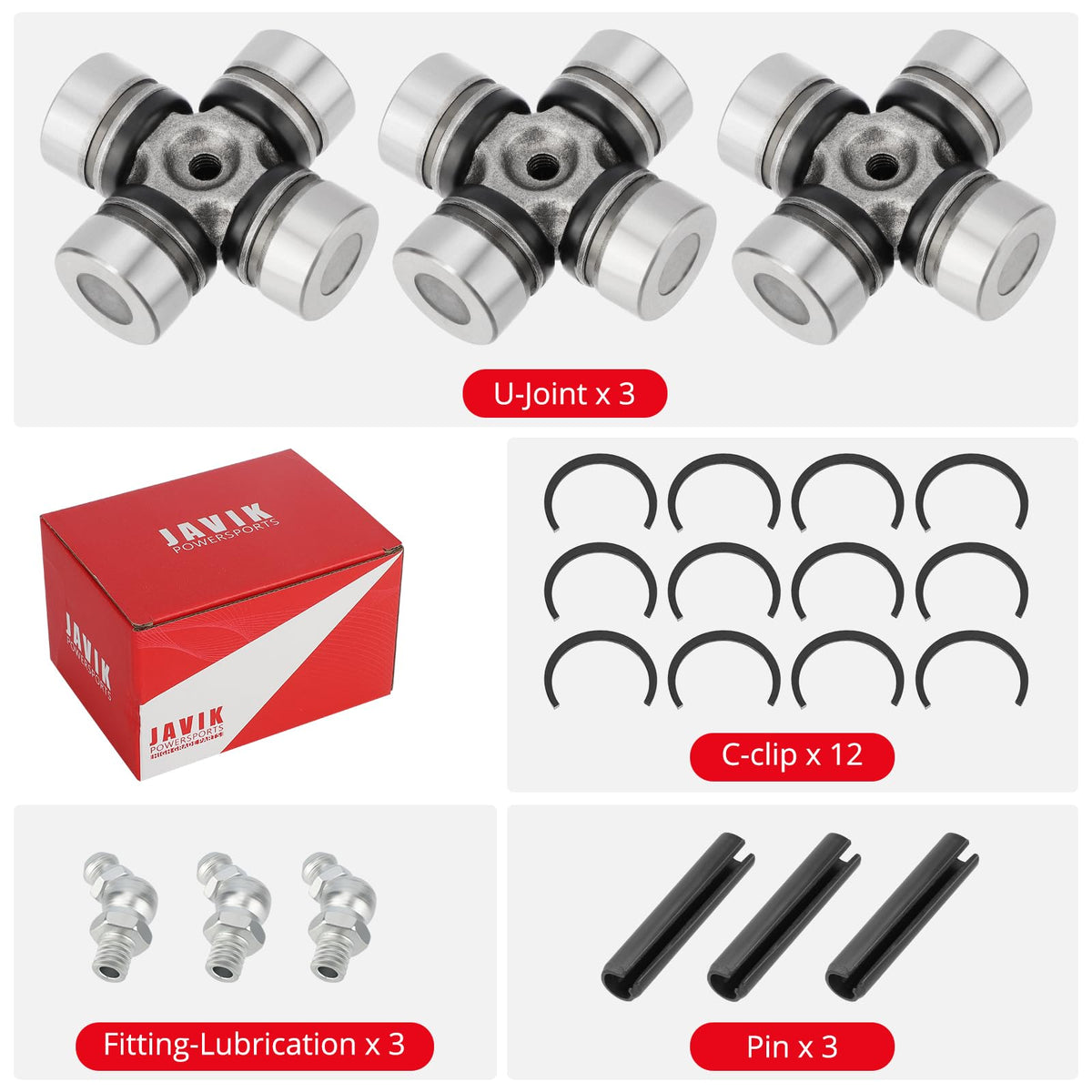 JAVIK U-joint under vehicle angled view showing secure drivetrain fit