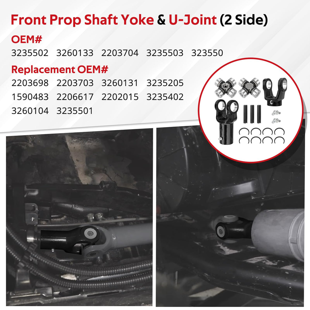 JAVIK yoke installed on Polaris Ranger front gearcase showing correct fit and restored connection