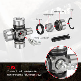 JAVIK yokes and u-joints arranged to show kit contents and installation readiness benefit