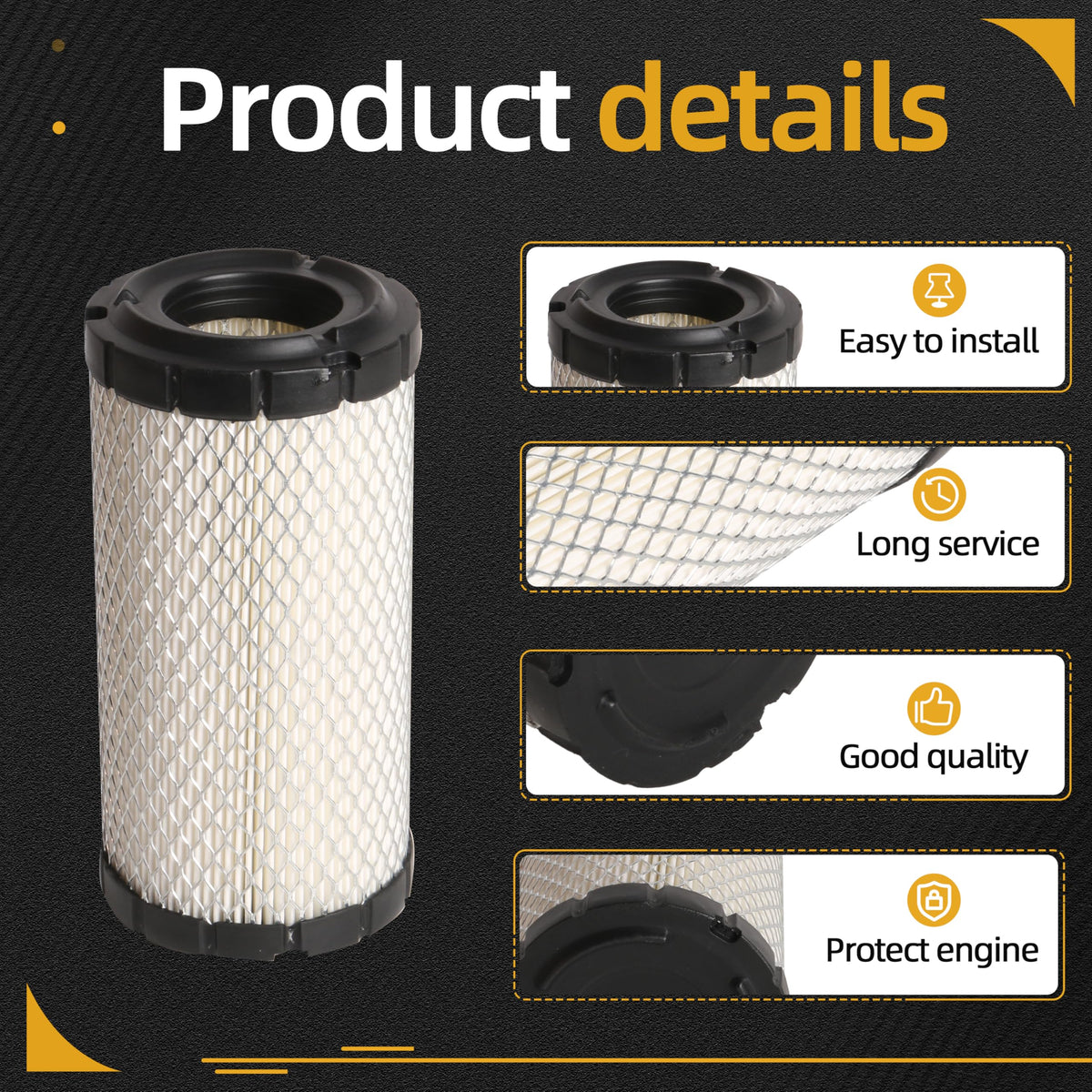 JAVOUKA single filter angled view highlighting shape and easy installation