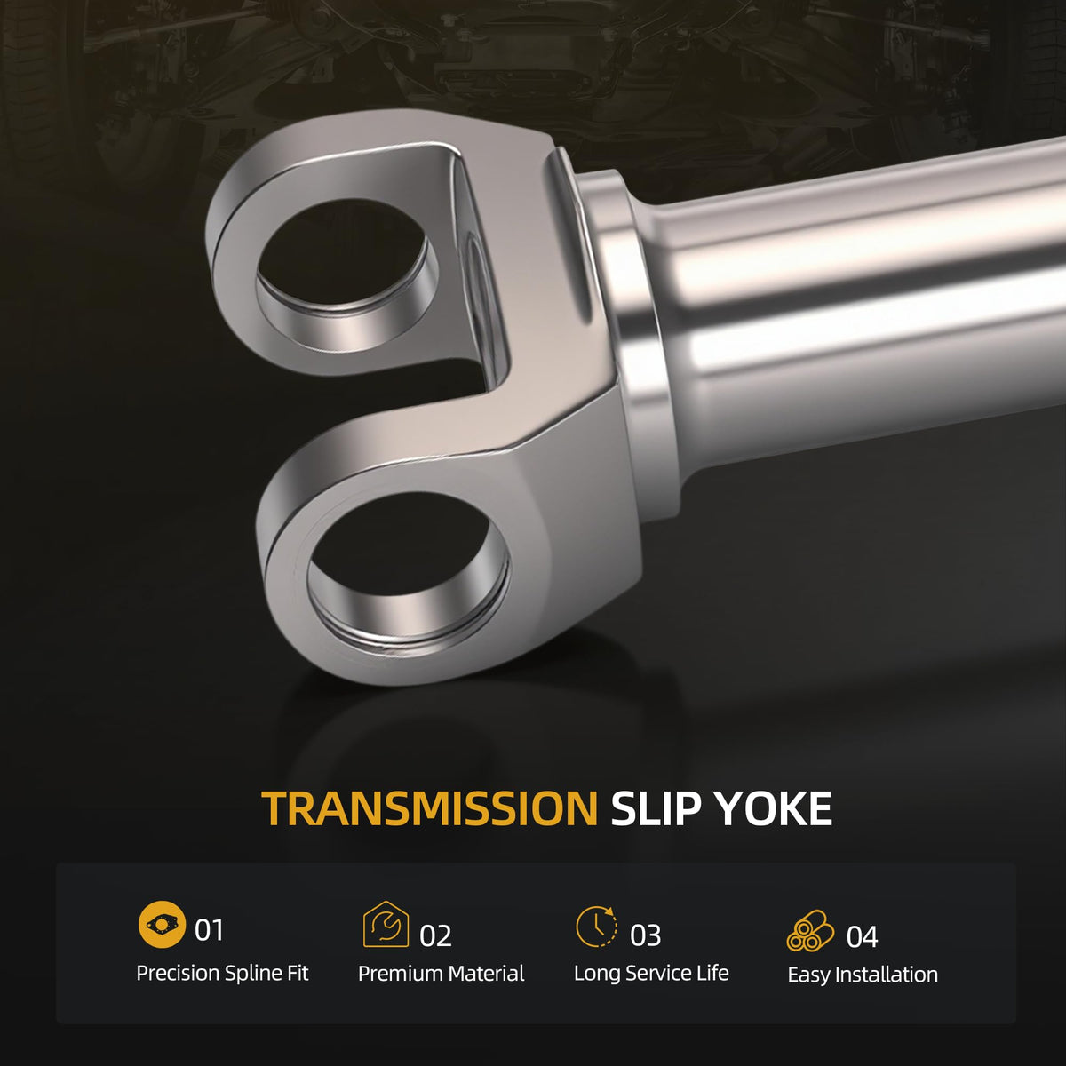 JAVOUKA yoke installed on transmission illustrating proper alignment benefit