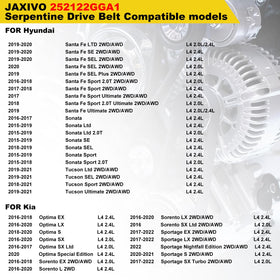 Jaxivo belt end label with OE cross references, helps confirm correct part