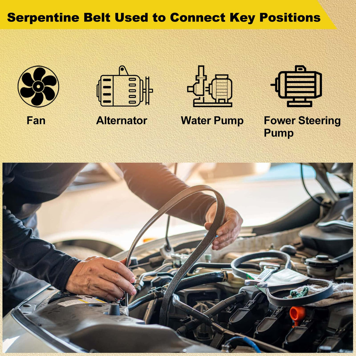 Jaxivo belt in a garage setting beside service manual, portrays professional use