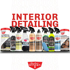 Jay Leno's Garage before and after seat panel showing visible cleaning improvement