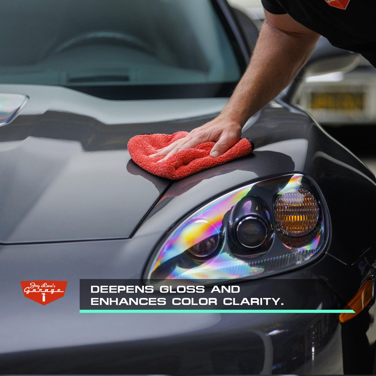 Jay Leno's Garage on wheel and chrome displaying protective shine