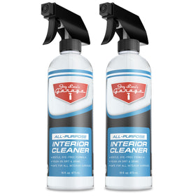 Jay Leno's Garage front spray bottle showing product and sizing benefit