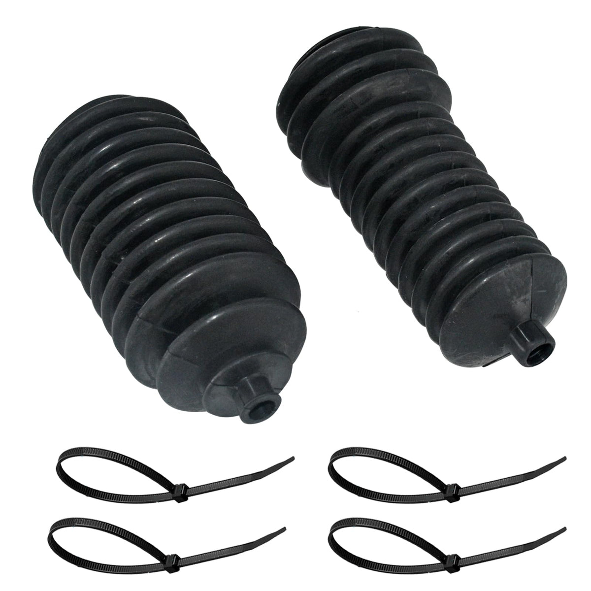 JDLLONG front view of steering rack boot pair showing fit and protection