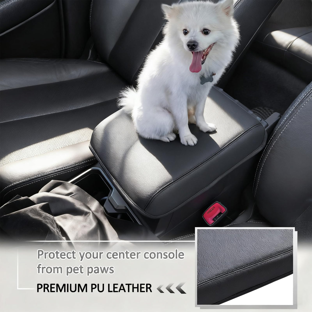JDMCAR close-up of stitching and PU leather texture for added comfort