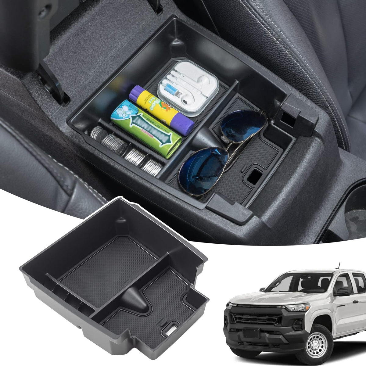 JDMCAR front view of console organizer showing neat compartments and instant access benefit