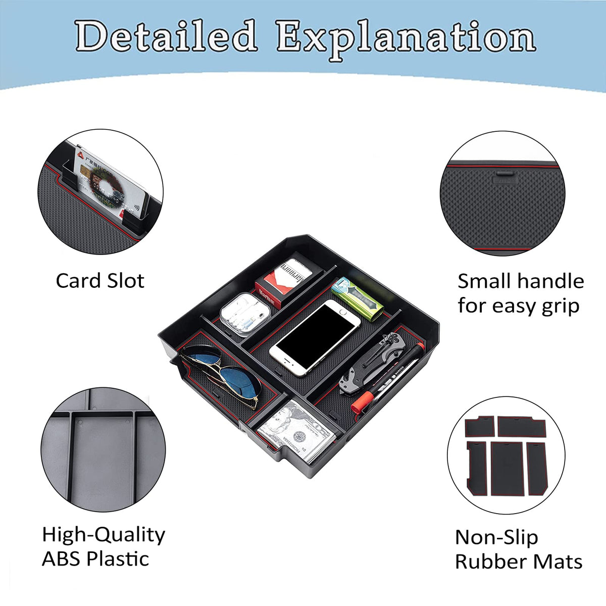 JDMCAR detailed shot of card slot keeping credit and bank cards secure and visible