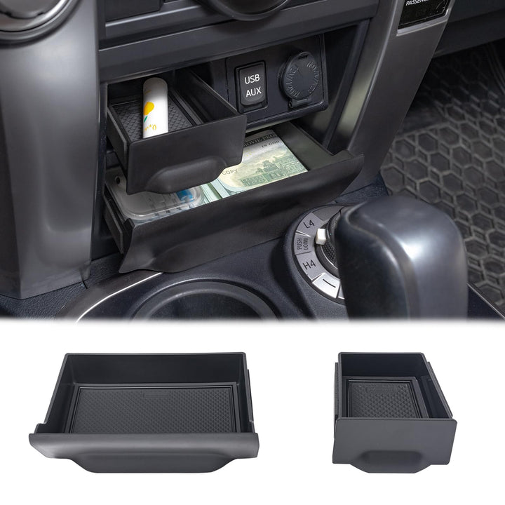 JDMCAR front view of cubby drawer matching dash trim for seamless look