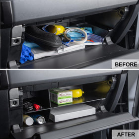 JDMCAR close-up of vertical divider showing slot fit and secure, tool-free installation